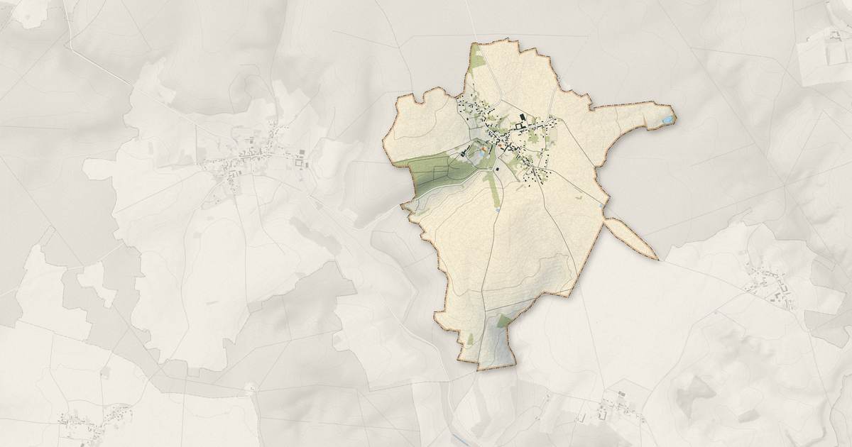 Portrait cartographique de Boursonne : relief, eau, forêts, bâti et voies, calculés à partir des données de l'IGN