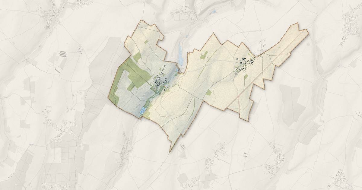 Portrait cartographique de Boutencourt : relief, eau, forêts, bâti et voies, calculés à partir des données de l'IGN