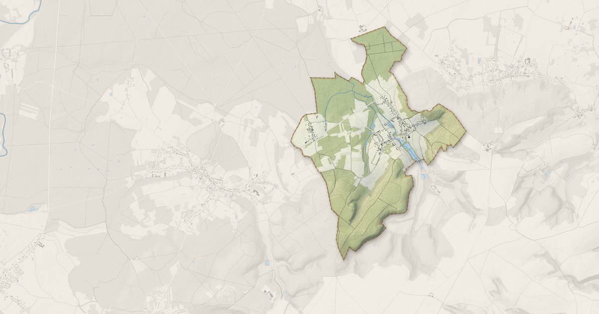 Portrait cartographique de Caisnes : relief, eau, forêts, bâti et voies, calculés à partir des données de l'IGN