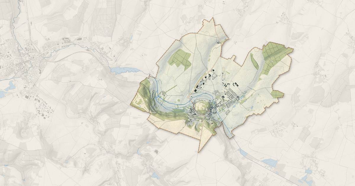 Portrait cartographique de Chaumont-en-Vexin : relief, eau, forêts, bâti et voies, calculés à partir des données de l'IGN