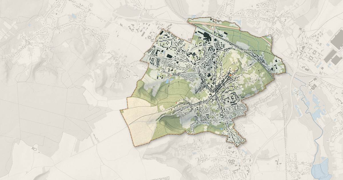 Portrait cartographique de Clermont : relief, eau, forêts, bâti et voies, calculés à partir des données de l'IGN