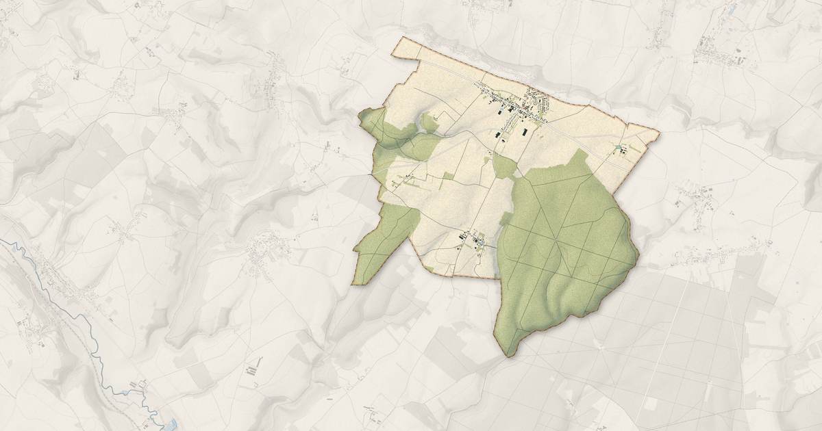 Portrait cartographique de Le Coudray-Saint-Germer : relief, eau, forêts, bâti et voies, calculés à partir des données de l'IGN