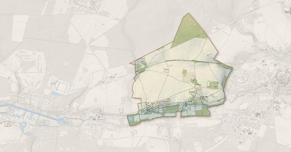Portrait cartographique de Courteuil : relief, eau, forêts, bâti et voies, calculés à partir des données de l'IGN