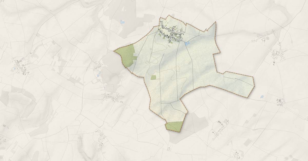 Portrait cartographique de Cressonsacq : relief, eau, forêts, bâti et voies, calculés à partir des données de l'IGN