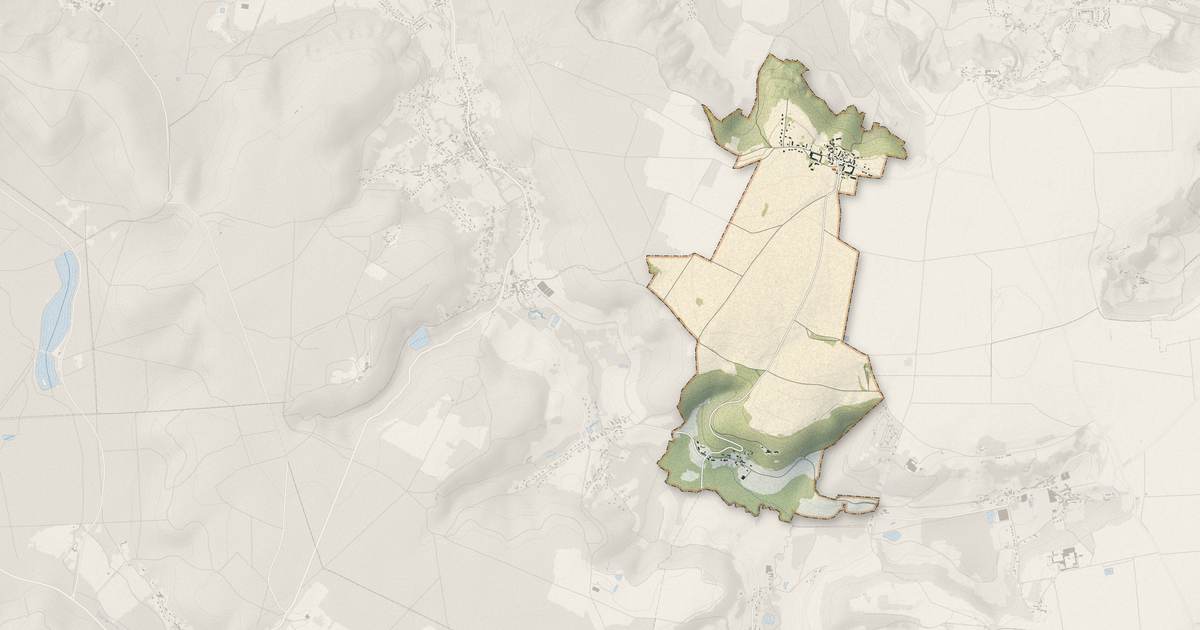 Portrait cartographique de Croutoy : relief, eau, forêts, bâti et voies, calculés à partir des données de l'IGN