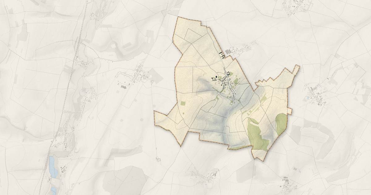 Portrait cartographique de Cuignières : relief, eau, forêts, bâti et voies, calculés à partir des données de l'IGN