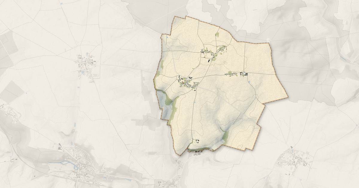 Portrait cartographique de Cuvergnon : relief, eau, forêts, bâti et voies, calculés à partir des données de l'IGN