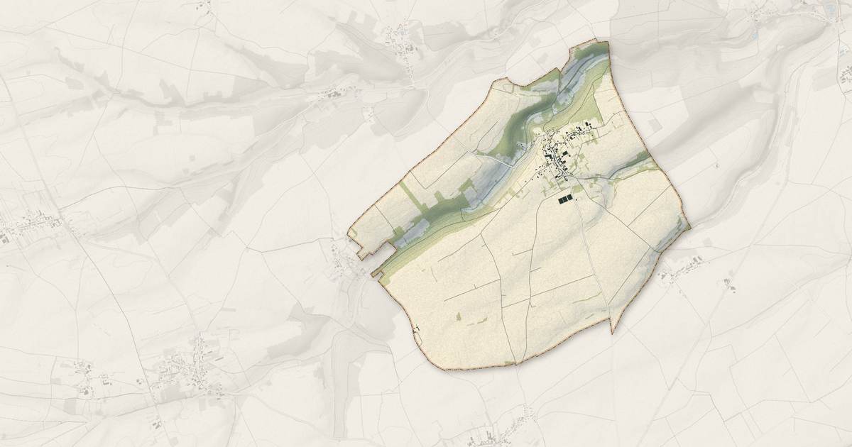 Portrait cartographique de Daméraucourt : relief, eau, forêts, bâti et voies, calculés à partir des données de l'IGN