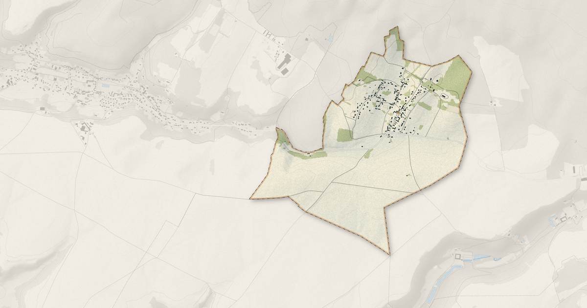 Portrait cartographique de Éméville : relief, eau, forêts, bâti et voies, calculés à partir des données de l'IGN