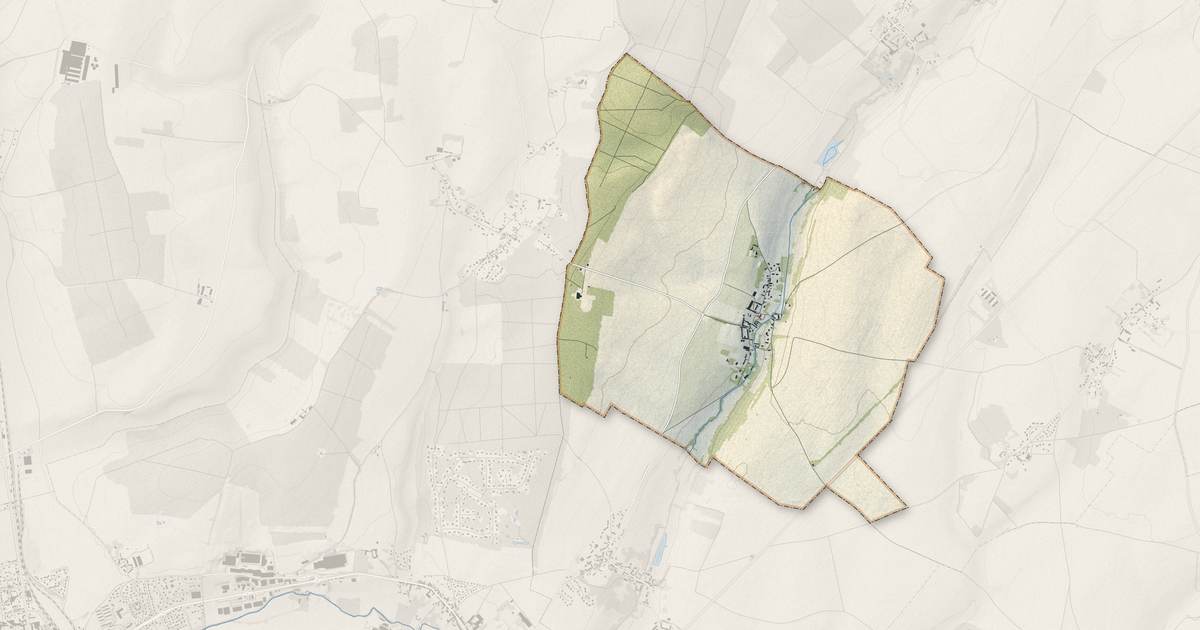 Portrait cartographique de Énencourt-Léage : relief, eau, forêts, bâti et voies, calculés à partir des données de l'IGN