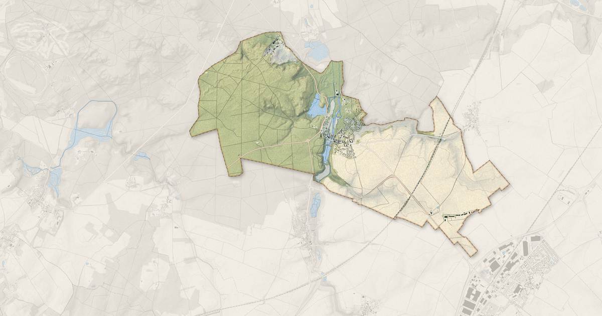 Portrait cartographique de Ermenonville : relief, eau, forêts, bâti et voies, calculés à partir des données de l'IGN