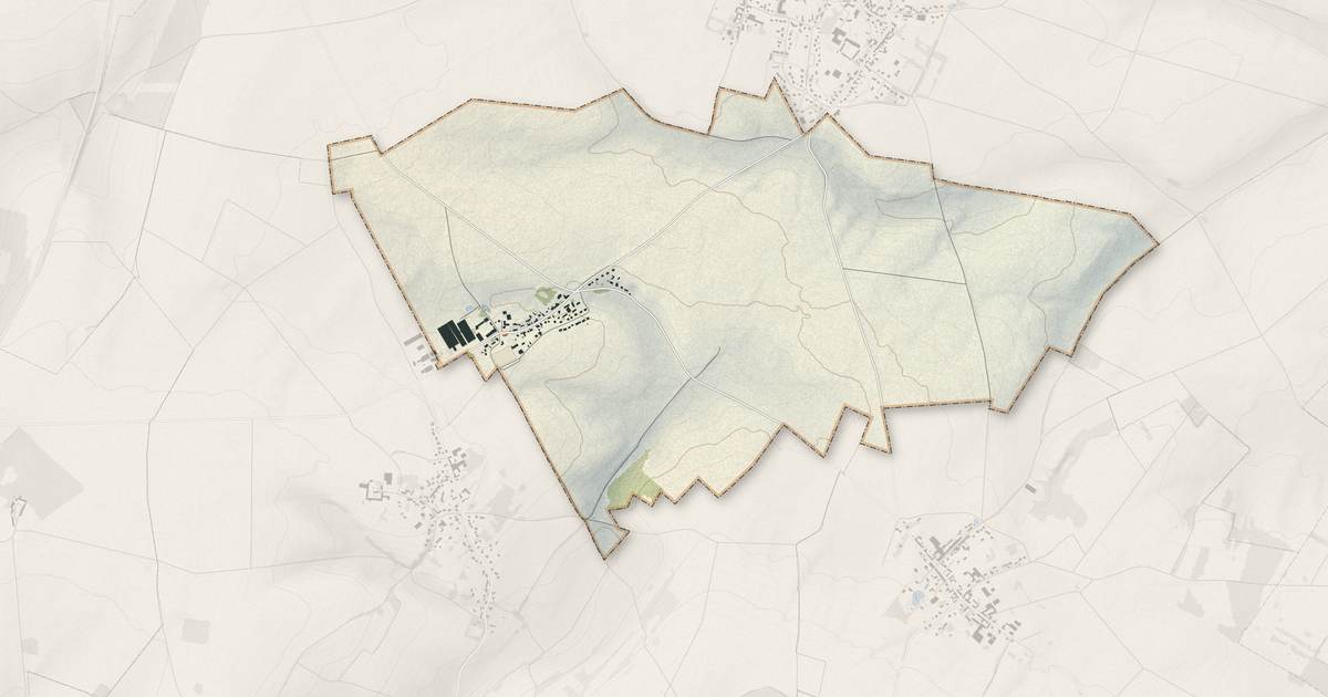 Portrait cartographique de Erquinvillers : relief, eau, forêts, bâti et voies, calculés à partir des données de l'IGN