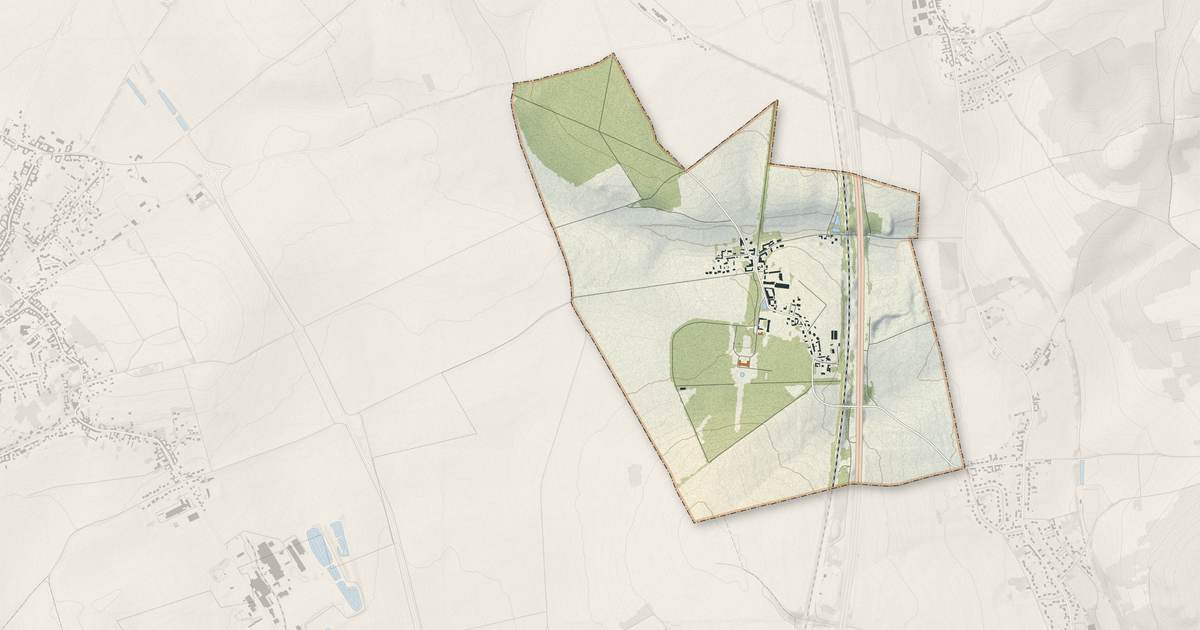 Portrait cartographique de Le Fayel : relief, eau, forêts, bâti et voies, calculés à partir des données de l'IGN