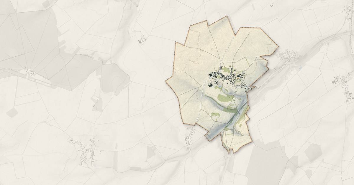 Portrait cartographique de Ferrières : relief, eau, forêts, bâti et voies, calculés à partir des données de l'IGN