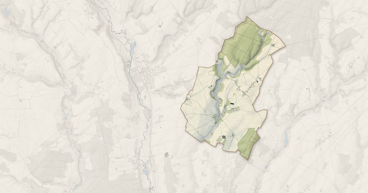 Portrait cartographique de Flavacourt : relief, eau, forêts, bâti et voies, calculés à partir des données de l'IGN