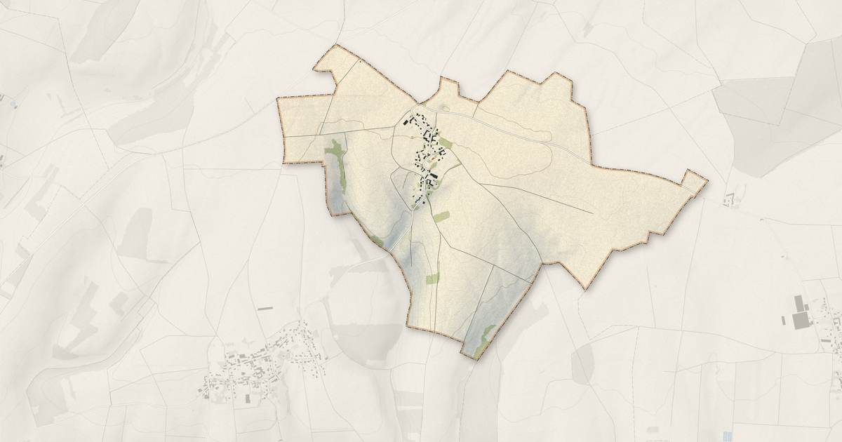 Portrait cartographique de Fouilleuse : relief, eau, forêts, bâti et voies, calculés à partir des données de l'IGN