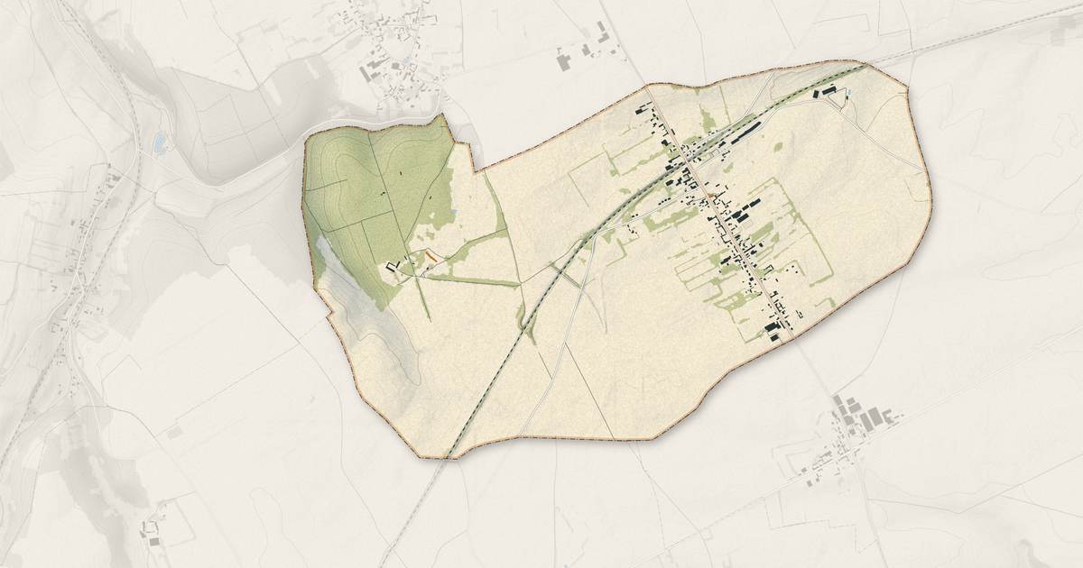 Portrait cartographique de Fouilloy : relief, eau, forêts, bâti et voies, calculés à partir des données de l'IGN