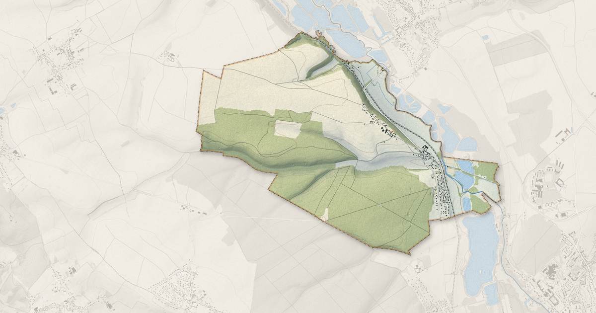 Portrait cartographique de Fouquenies : relief, eau, forêts, bâti et voies, calculés à partir des données de l'IGN