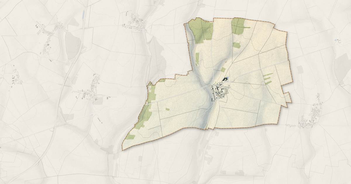 Portrait cartographique de Fouquerolles : relief, eau, forêts, bâti et voies, calculés à partir des données de l'IGN