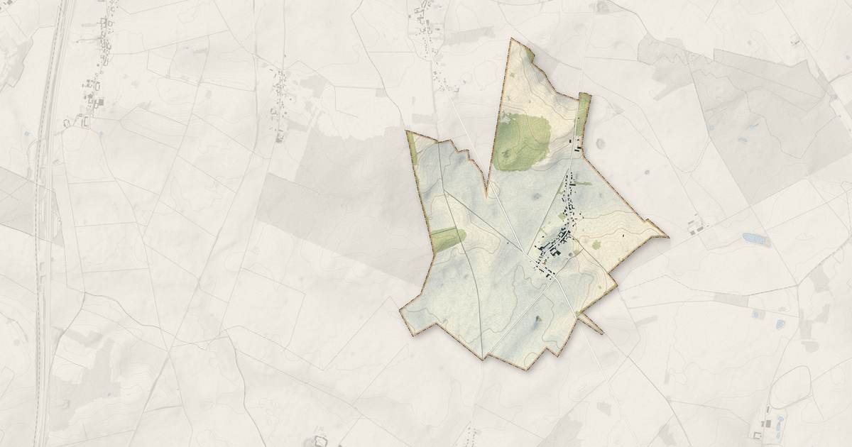 Portrait cartographique de Fresnières : relief, eau, forêts, bâti et voies, calculés à partir des données de l'IGN