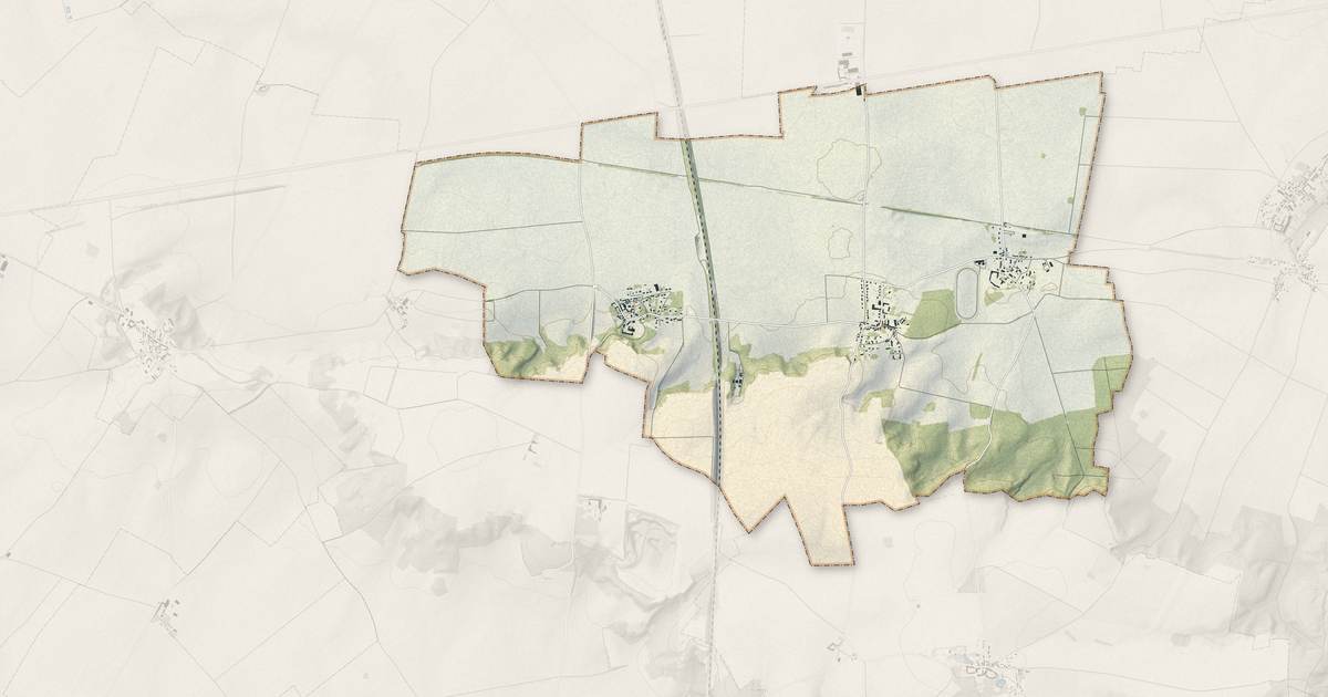 Portrait cartographique de Fresnoy-le-Luat : relief, eau, forêts, bâti et voies, calculés à partir des données de l'IGN