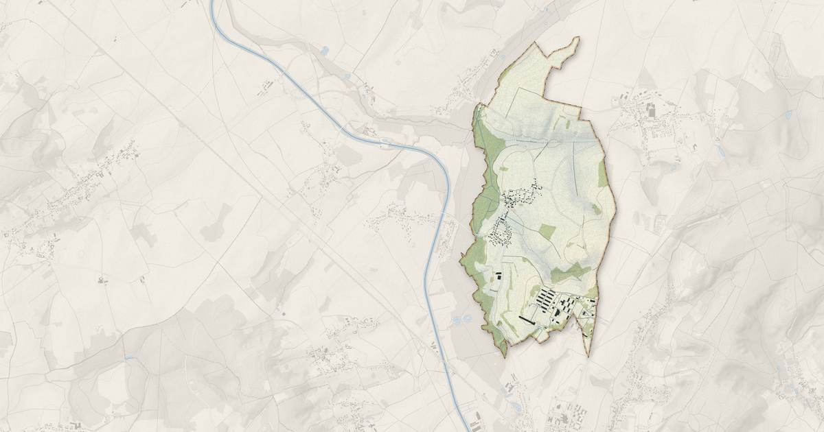 Portrait cartographique de Genvry : relief, eau, forêts, bâti et voies, calculés à partir des données de l'IGN