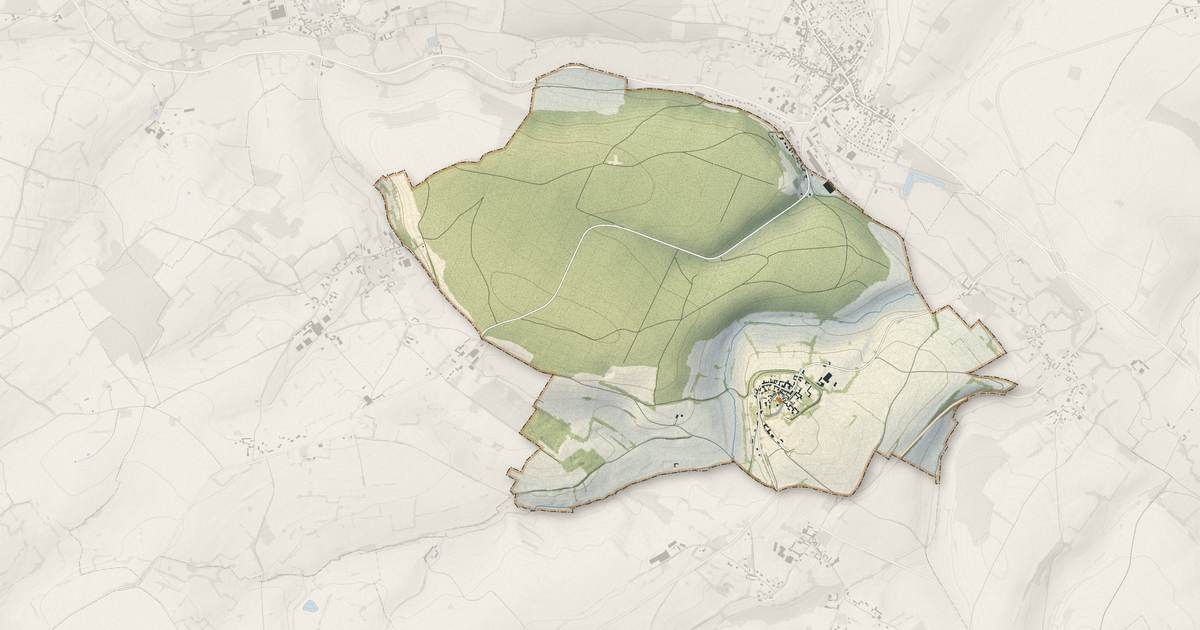 Portrait cartographique de Gerberoy : relief, eau, forêts, bâti et voies, calculés à partir des données de l'IGN