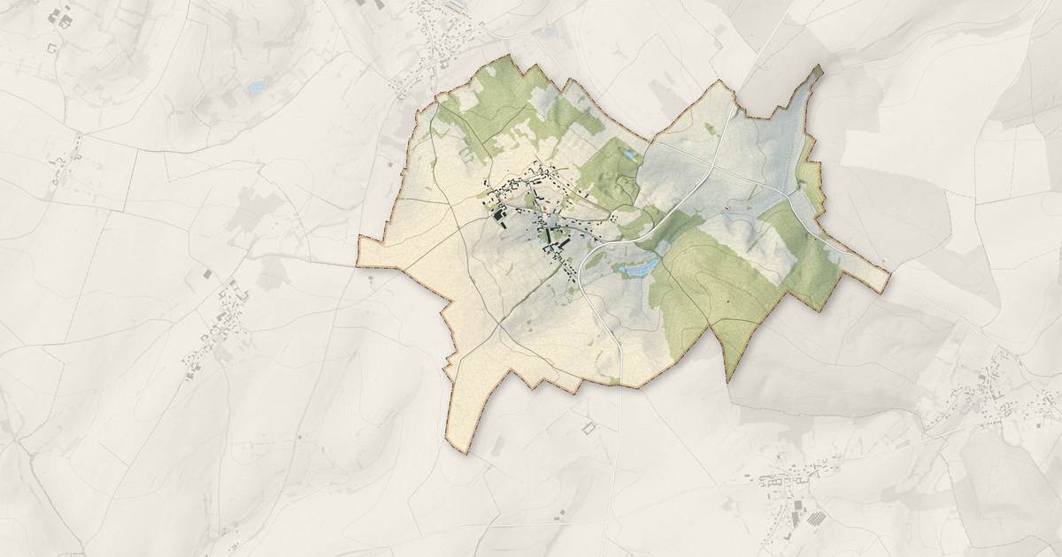 Portrait cartographique de Glatigny : relief, eau, forêts, bâti et voies, calculés à partir des données de l'IGN
