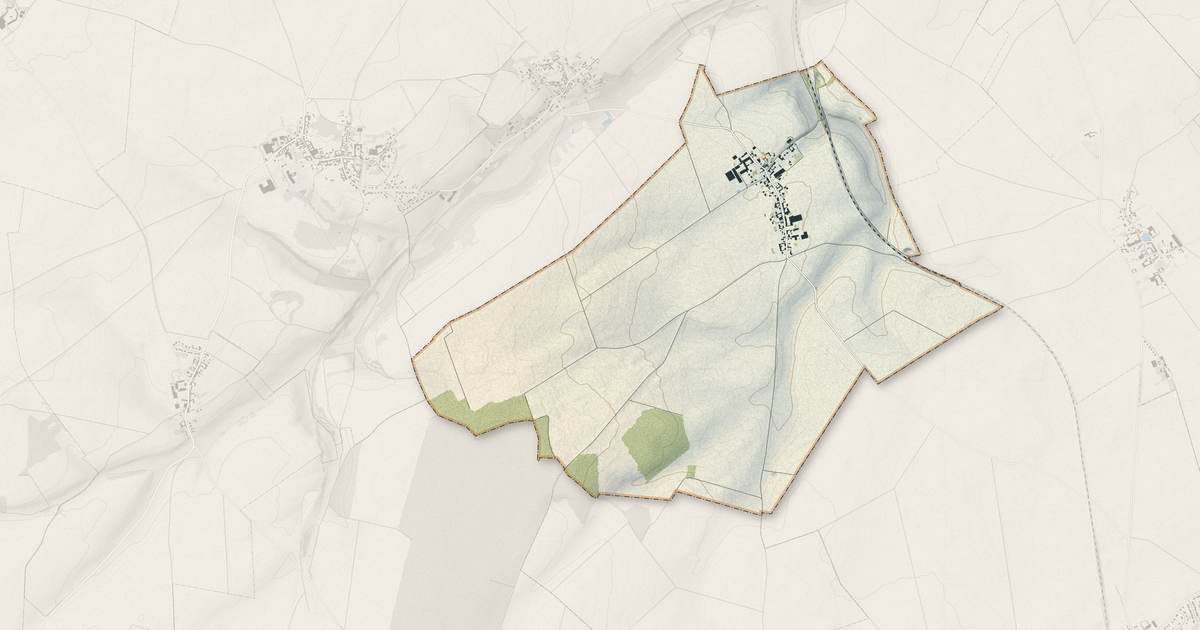 Portrait cartographique de Godenvillers : relief, eau, forêts, bâti et voies, calculés à partir des données de l'IGN