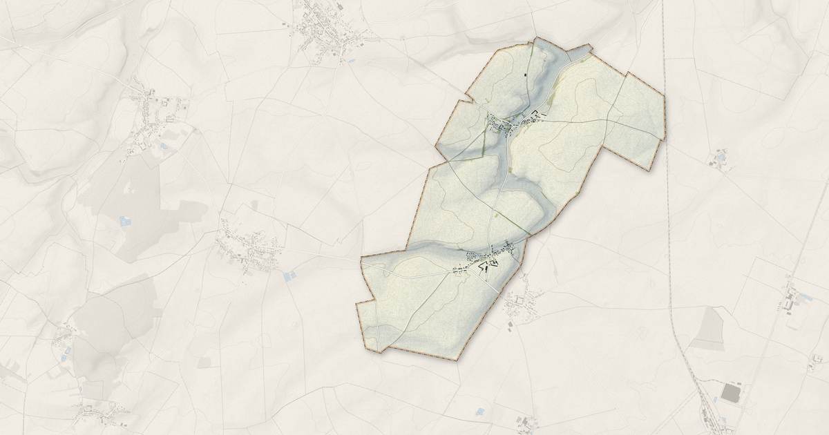 Portrait cartographique de Grandvillers-aux-Bois : relief, eau, forêts, bâti et voies, calculés à partir des données de l'IGN