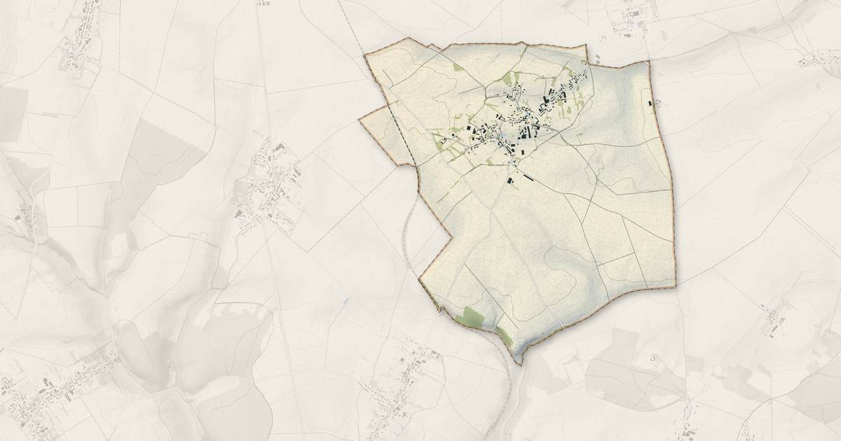Portrait cartographique de Grez : relief, eau, forêts, bâti et voies, calculés à partir des données de l'IGN