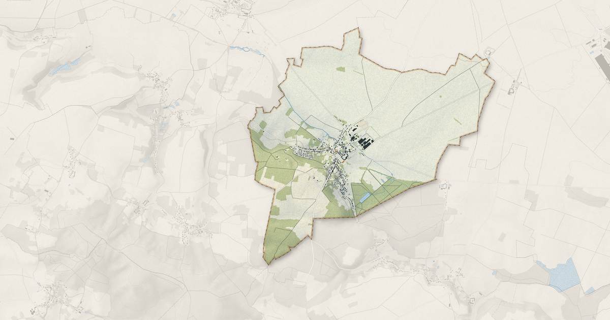 Portrait cartographique de Hénonville : relief, eau, forêts, bâti et voies, calculés à partir des données de l'IGN
