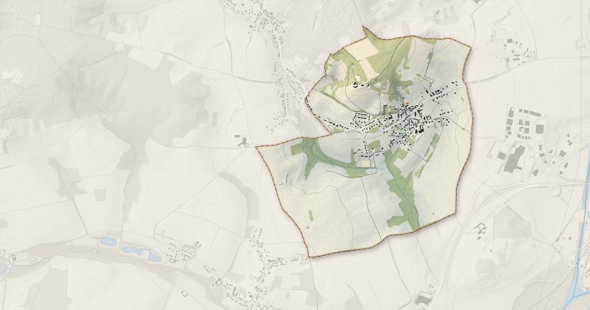 Portrait cartographique de Larbroye : relief, eau, forêts, bâti et voies, calculés à partir des données de l'IGN