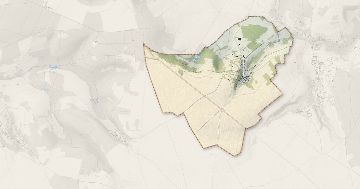 Portrait cartographique de Lattainville : relief, eau, forêts, bâti et voies, calculés à partir des données de l'IGN