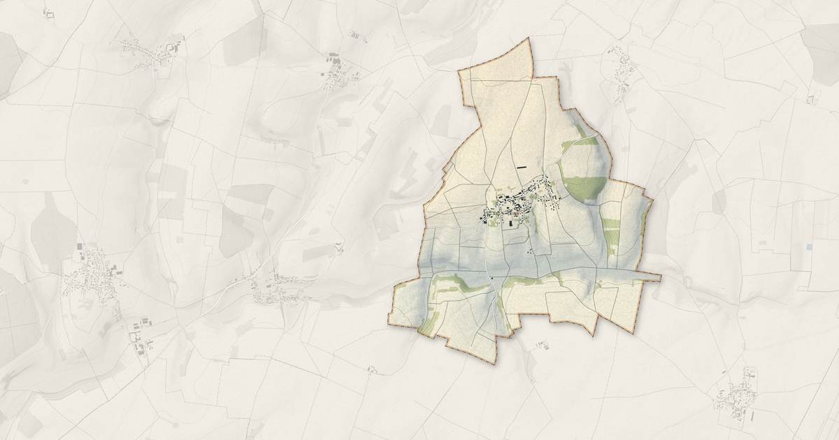 Portrait cartographique de Maimbeville : relief, eau, forêts, bâti et voies, calculés à partir des données de l'IGN