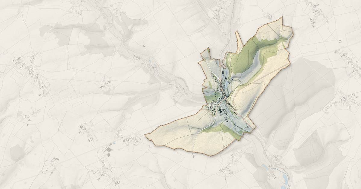 Portrait cartographique de Marseille-en-Beauvaisis : relief, eau, forêts, bâti et voies, calculés à partir des données de l'IGN