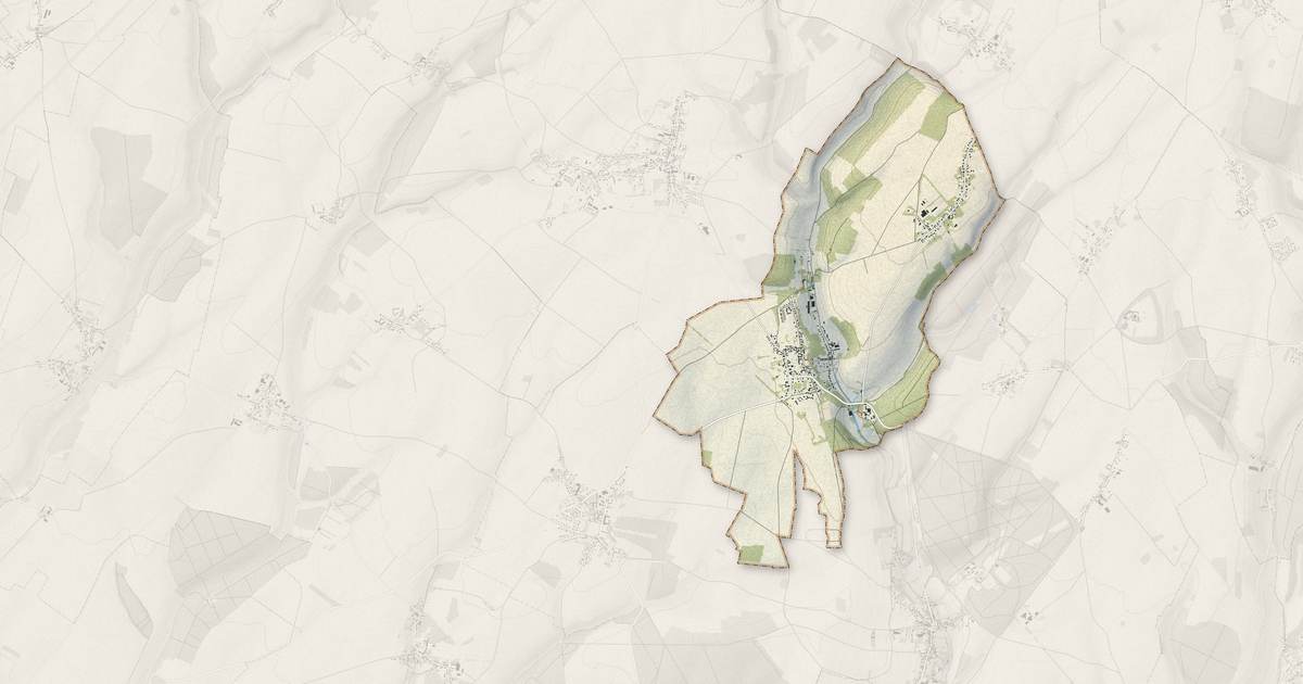Portrait cartographique de Le Mesnil-Théribus : relief, eau, forêts, bâti et voies, calculés à partir des données de l'IGN