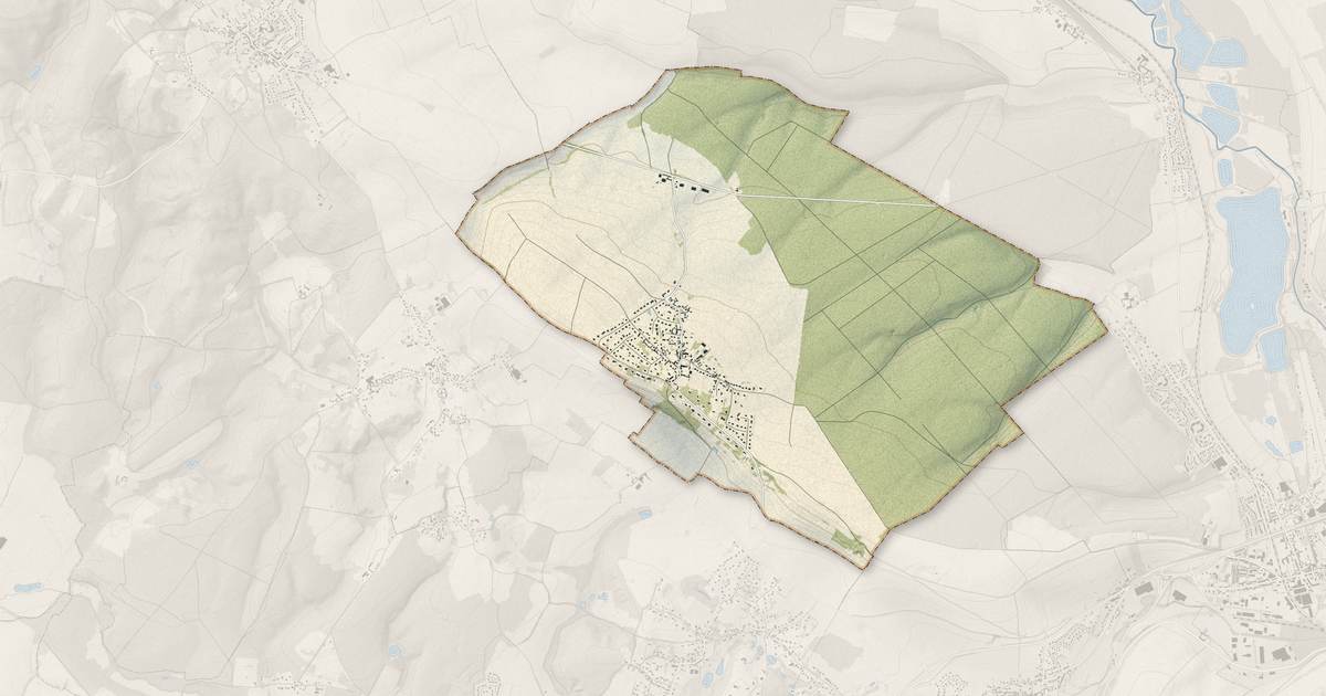 Portrait cartographique de Le Mont-Saint-Adrien : relief, eau, forêts, bâti et voies, calculés à partir des données de l'IGN