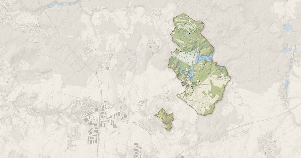 Portrait cartographique de Mortefontaine : relief, eau, forêts, bâti et voies, calculés à partir des données de l'IGN