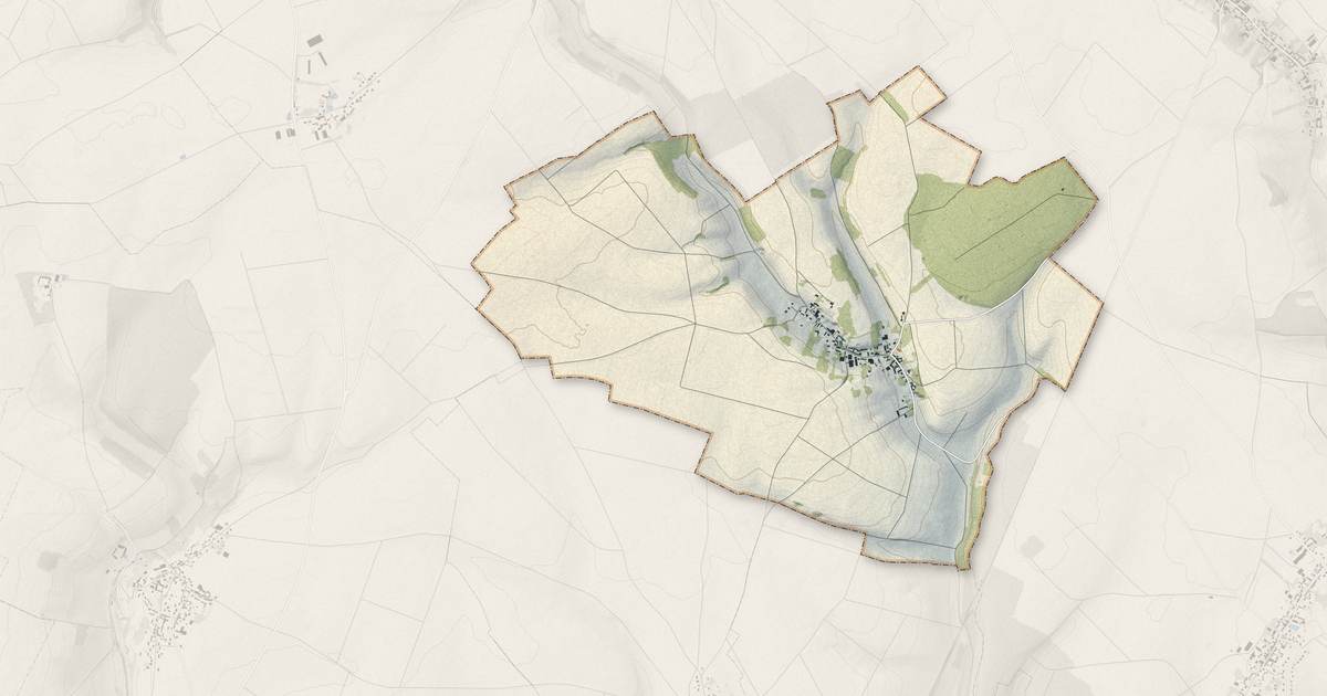 Portrait cartographique de Muidorge : relief, eau, forêts, bâti et voies, calculés à partir des données de l'IGN