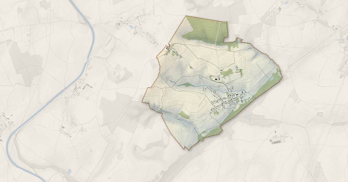 Portrait cartographique de Muirancourt : relief, eau, forêts, bâti et voies, calculés à partir des données de l'IGN