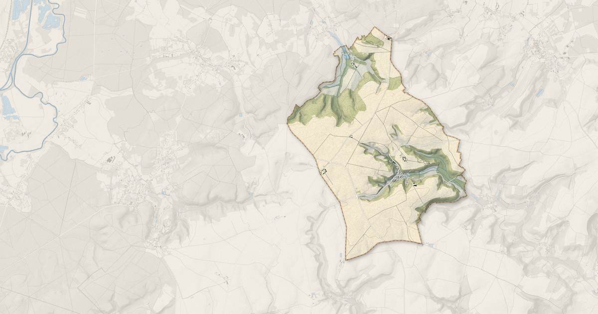 Portrait cartographique de Nampcel : relief, eau, forêts, bâti et voies, calculés à partir des données de l'IGN