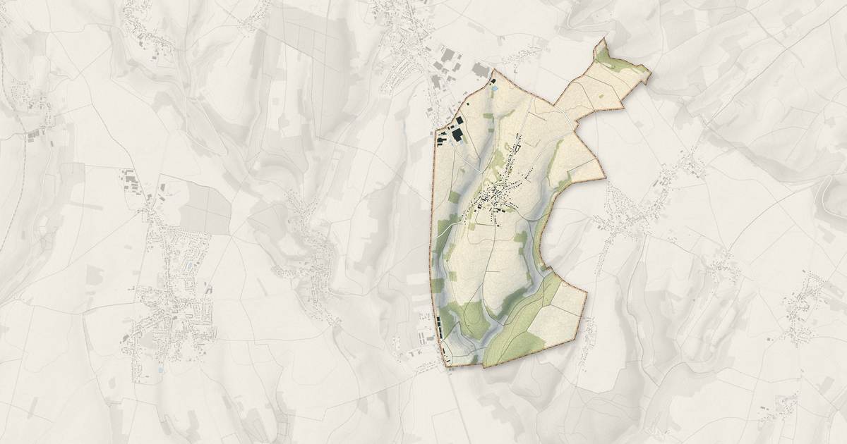 Portrait cartographique de Novillers : relief, eau, forêts, bâti et voies, calculés à partir des données de l'IGN