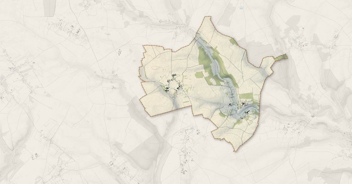 Portrait cartographique de Omécourt : relief, eau, forêts, bâti et voies, calculés à partir des données de l'IGN