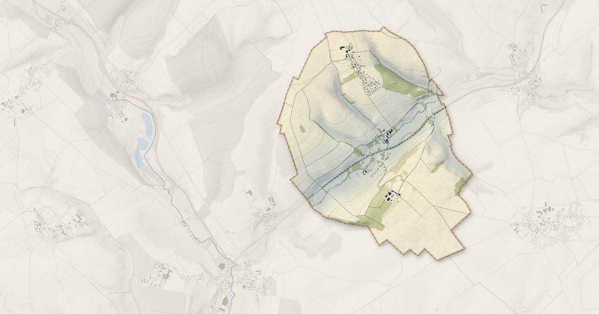 Portrait cartographique de Oudeuil : relief, eau, forêts, bâti et voies, calculés à partir des données de l'IGN