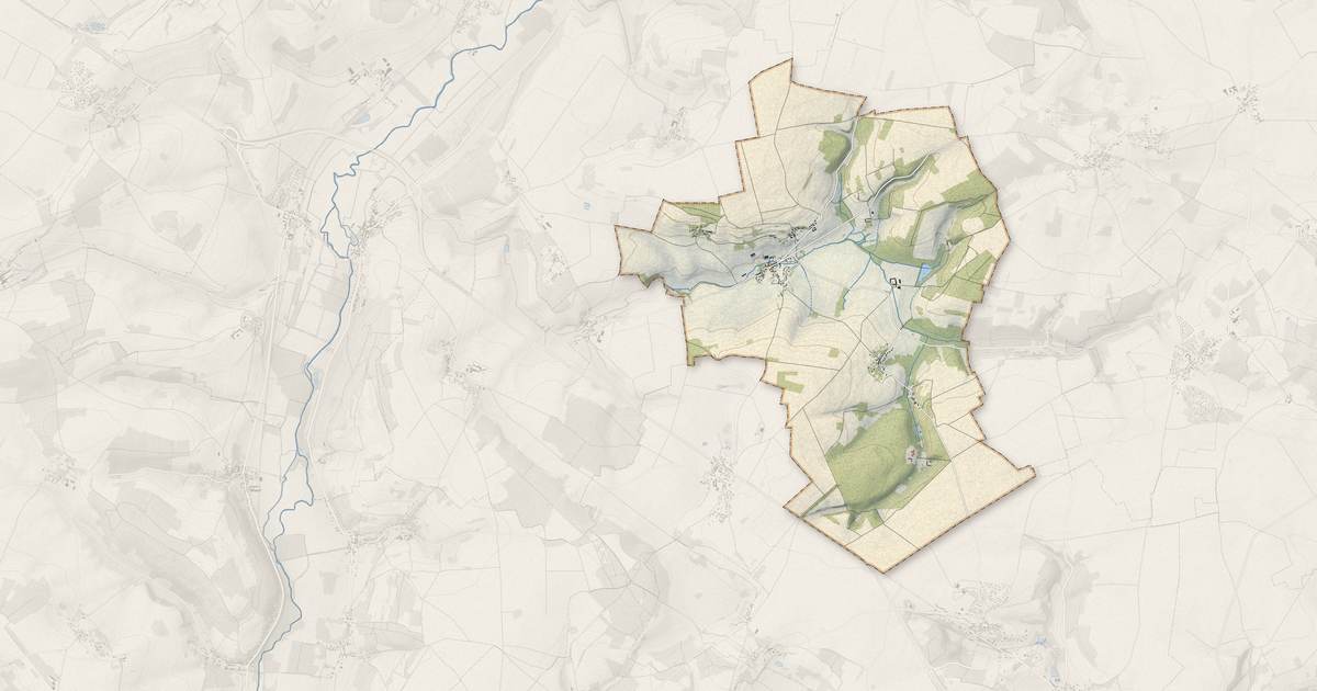 Portrait cartographique de Parnes : relief, eau, forêts, bâti et voies, calculés à partir des données de l'IGN