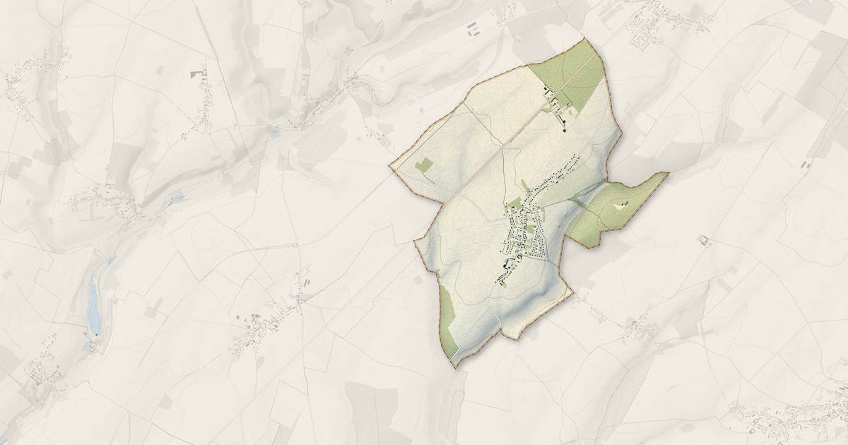 Portrait cartographique de Porcheux : relief, eau, forêts, bâti et voies, calculés à partir des données de l'IGN