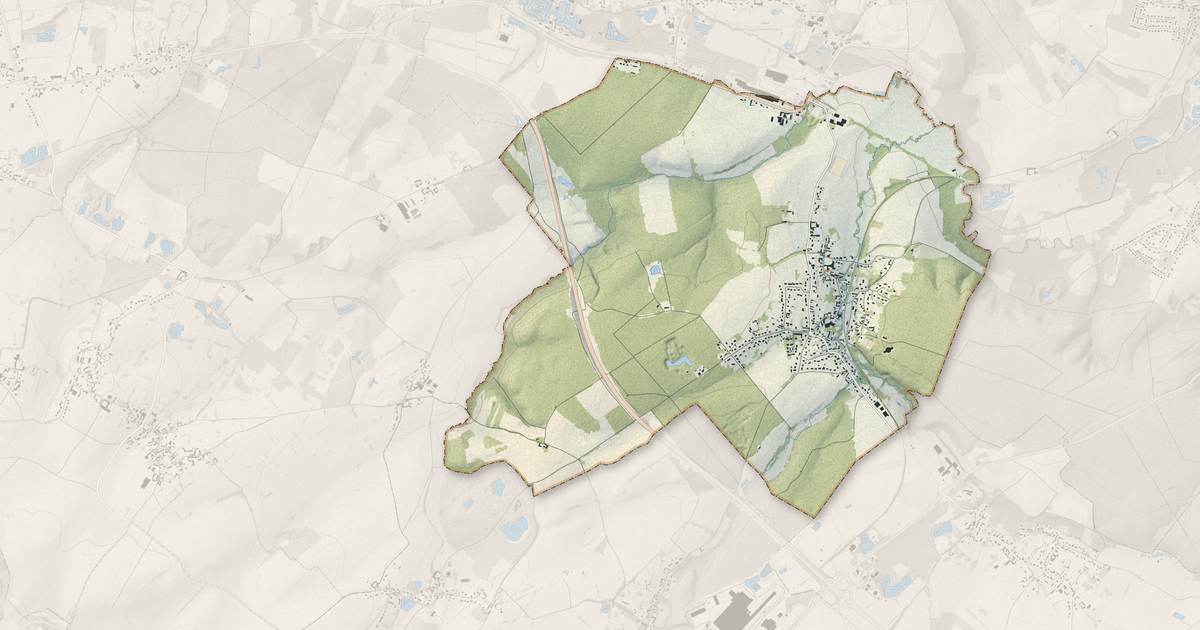 Portrait cartographique de Rainvillers : relief, eau, forêts, bâti et voies, calculés à partir des données de l'IGN
