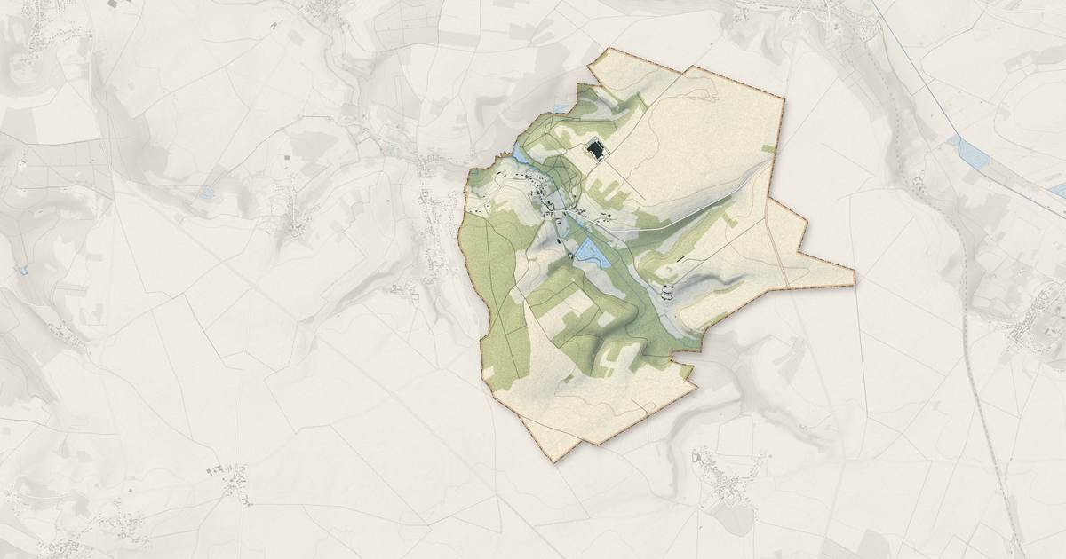 Portrait cartographique de Reilly : relief, eau, forêts, bâti et voies, calculés à partir des données de l'IGN