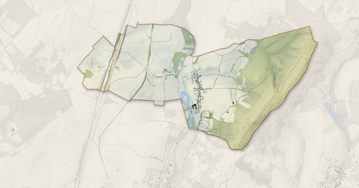 Portrait cartographique de Ricquebourg : relief, eau, forêts, bâti et voies, calculés à partir des données de l'IGN